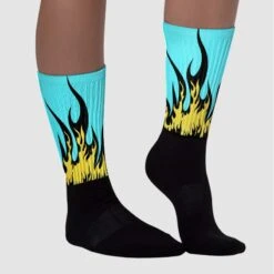 Aqua 5s Sublimated Socks FIRE Graphic -Dopeskill Brand chan1 fe21ffb1 6651 4c5f 82de 1e05c471313c