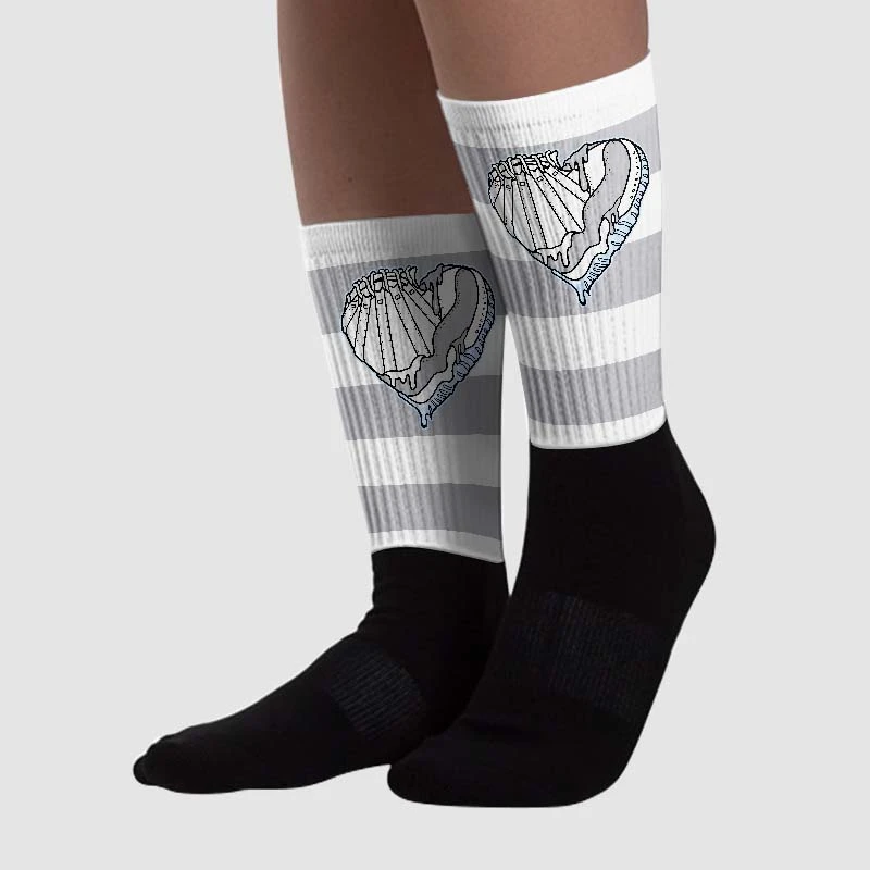 Cement Grey 11s DopeSkill Sublimated Socks Horizontal Stripes Graphic 2 Cement Grey 11s DopeSkill Sublimated Socks Horizontal Stripes Graphic - Image 2