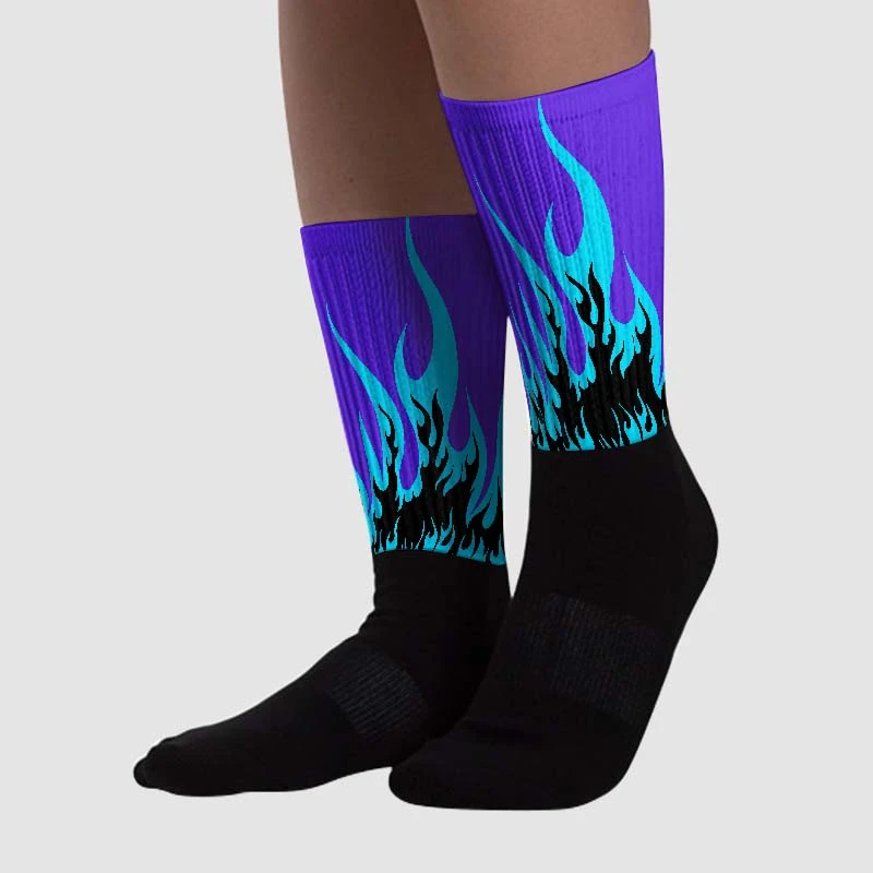 Aqua 6s DopeSkill Sublimated Socks FIRE Graphic 2 Aqua 6s DopeSkill Sublimated Socks FIRE Graphic - Image 2