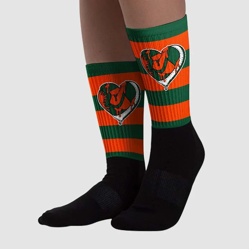 Dunk Low Team Dark Green Orange Sublimated Socks Horizontal Stripes Graphic 2 Dunk Low Team Dark Green Orange Sublimated Socks Horizontal Stripes Graphic - Image 2