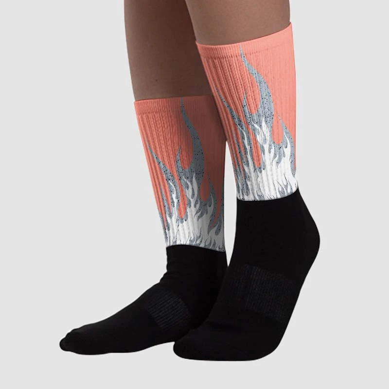 Crimson Bliss 5s Sublimated Socks FIRE Graphic 2 Crimson Bliss 5s Sublimated Socks FIRE Graphic - Image 2