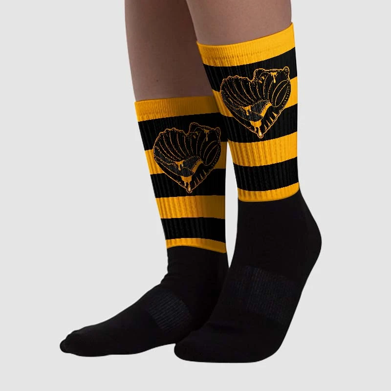 Black Taxi 12s Sublimated Socks Horizontal Stripes Graphic 2 Black Taxi 12s Sublimated Socks Horizontal Stripes Graphic - Image 2