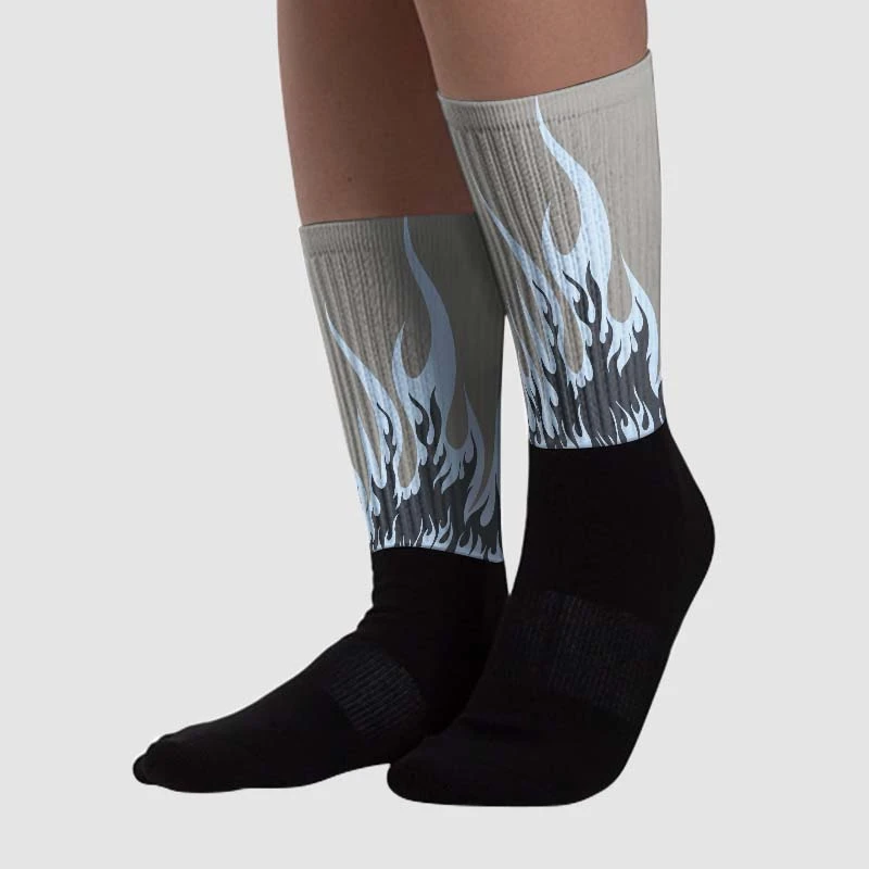 Cool Grey 6s Sublimated Socks FIRE Graphic 2 Cool Grey 6s Sublimated Socks FIRE Graphic - Image 2