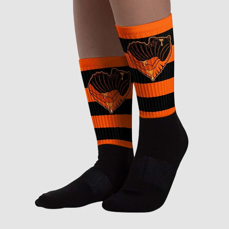 Brilliant Orange 12s DopeSkill Sublimated Socks Horizontal Stripes Graphic 2 Brilliant Orange 12s DopeSkill Sublimated Socks Horizontal Stripes Graphic - Image 2