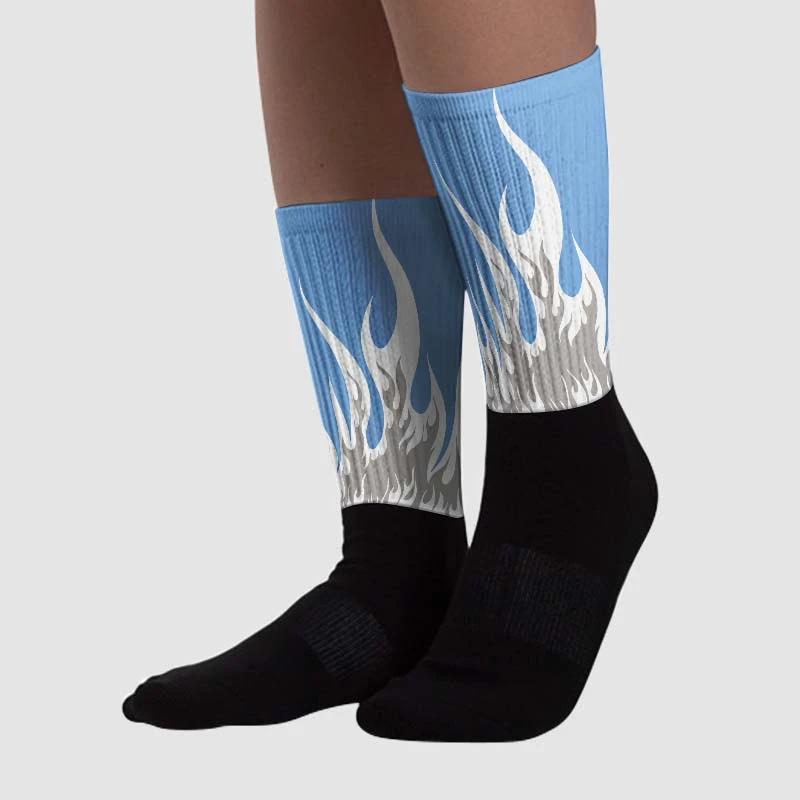 University Blue 5s Dopeskill Sublimated Socks FIRE Graphic 2 University Blue 5s Dopeskill Sublimated Socks FIRE Graphic - Image 2