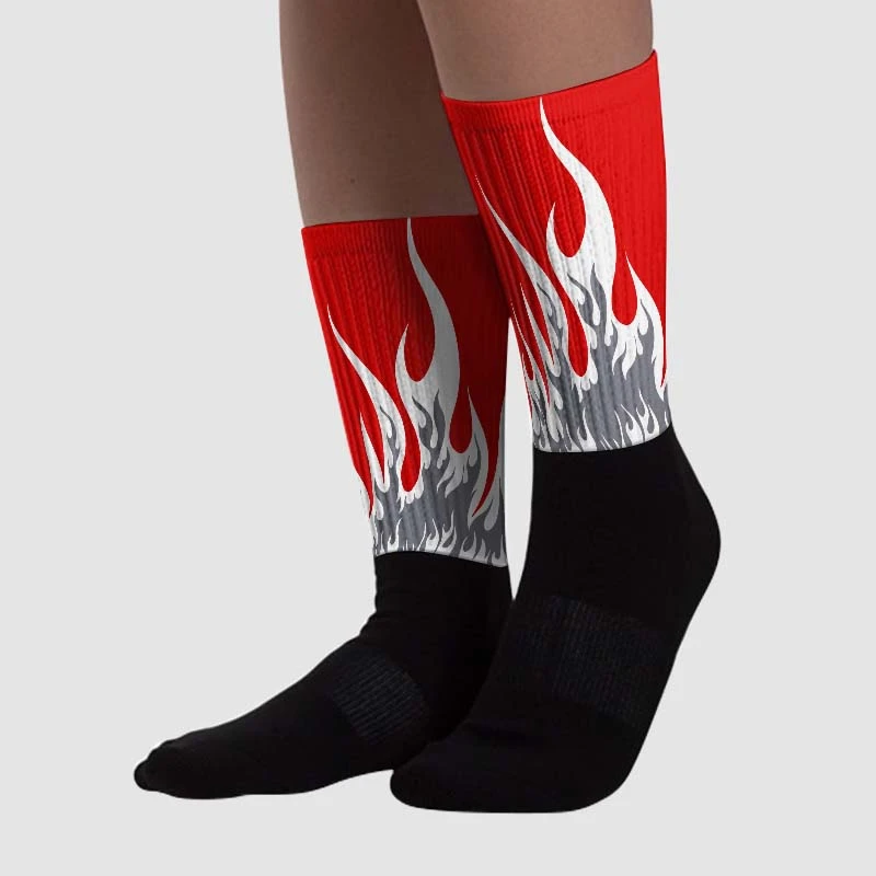 Gym Red 9s Sublimated Socks FIRE Graphic 2 Gym Red 9s Sublimated Socks FIRE Graphic - Image 2