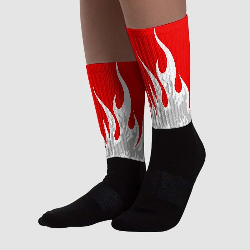 Cherry 12s DopeSkill Sublimated Socks FIRE Graphic 2 Cherry 12s DopeSkill Sublimated Socks FIRE Graphic - Image 2