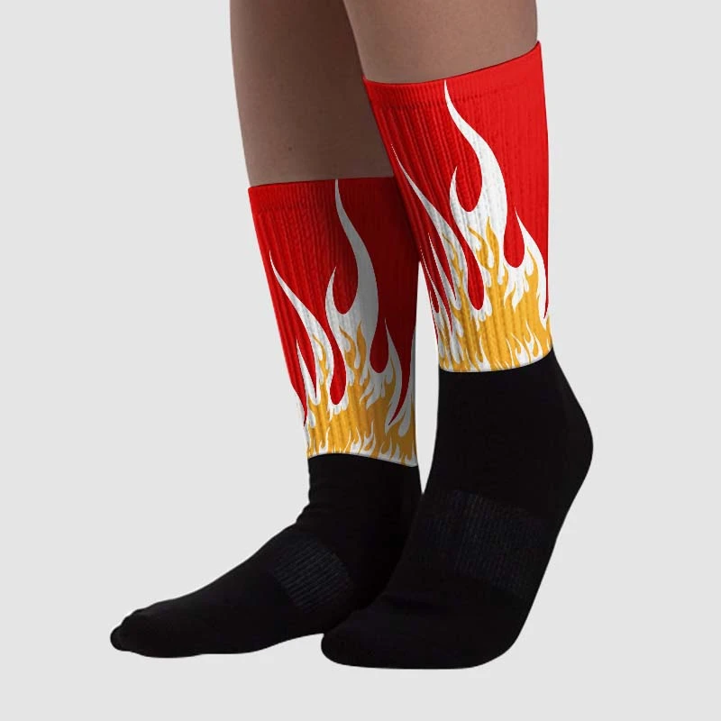 Dunk Low Gym Red Sublimated Socks FIRE Graphic 2 Dunk Low Gym Red Sublimated Socks FIRE Graphic - Image 2