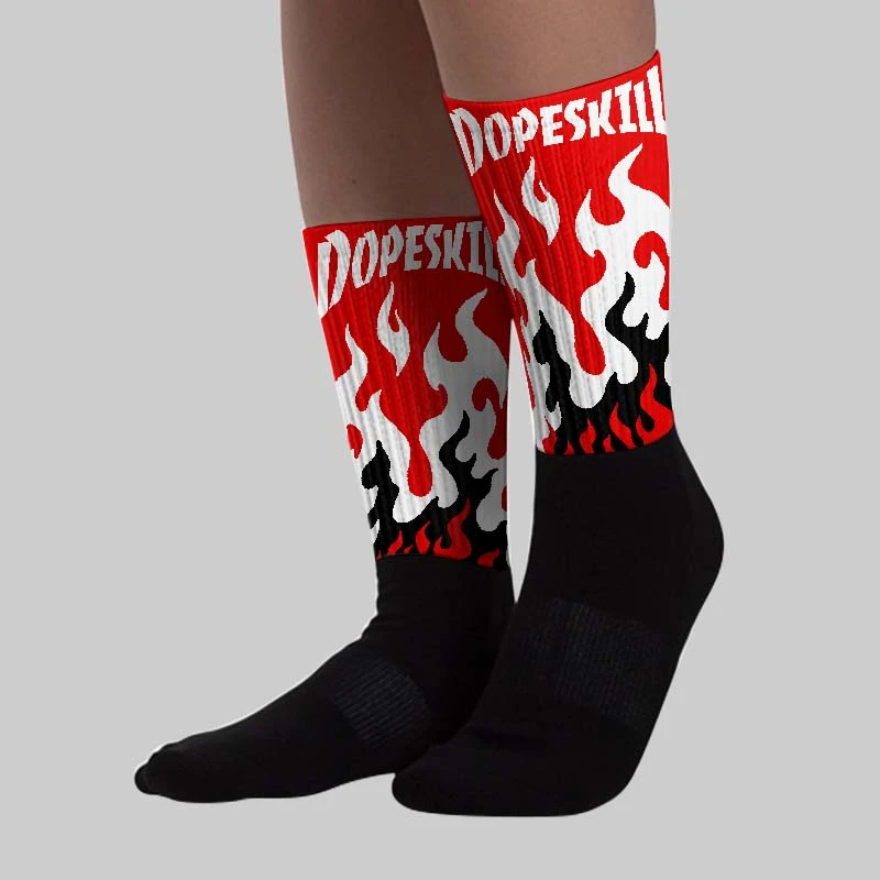 Red Cement 4S DopeSkill Sublimated Socks FIRE Graphic 2 Red Cement 4S DopeSkill Sublimated Socks FIRE Graphic - Image 2