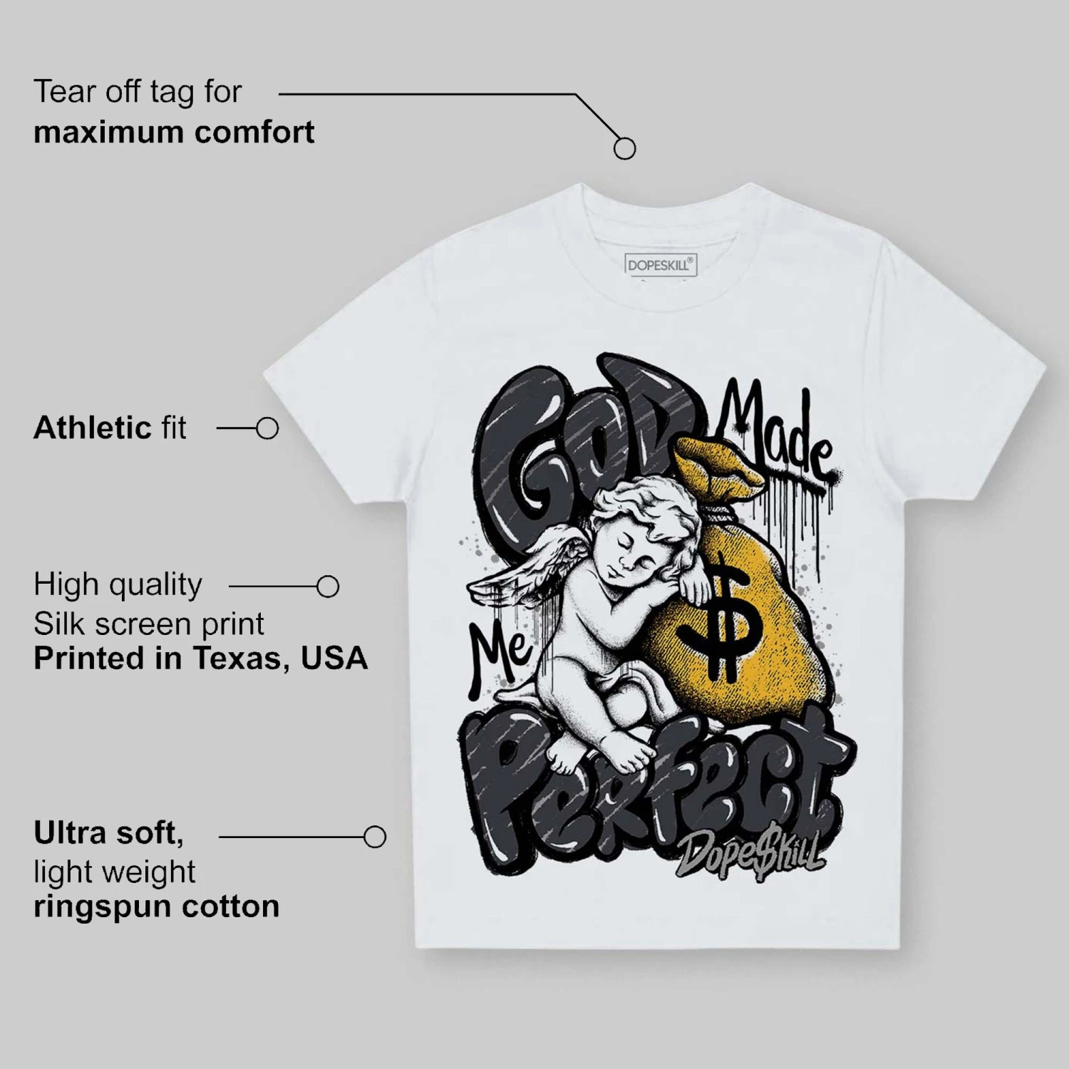 Black Cat 3s DopeSkill Toddler Kids T-shirt God Made Me Perfect Graphic 3 Black Cat 3s DopeSkill Toddler Kids T-shirt God Made Me Perfect Graphic - Image 3