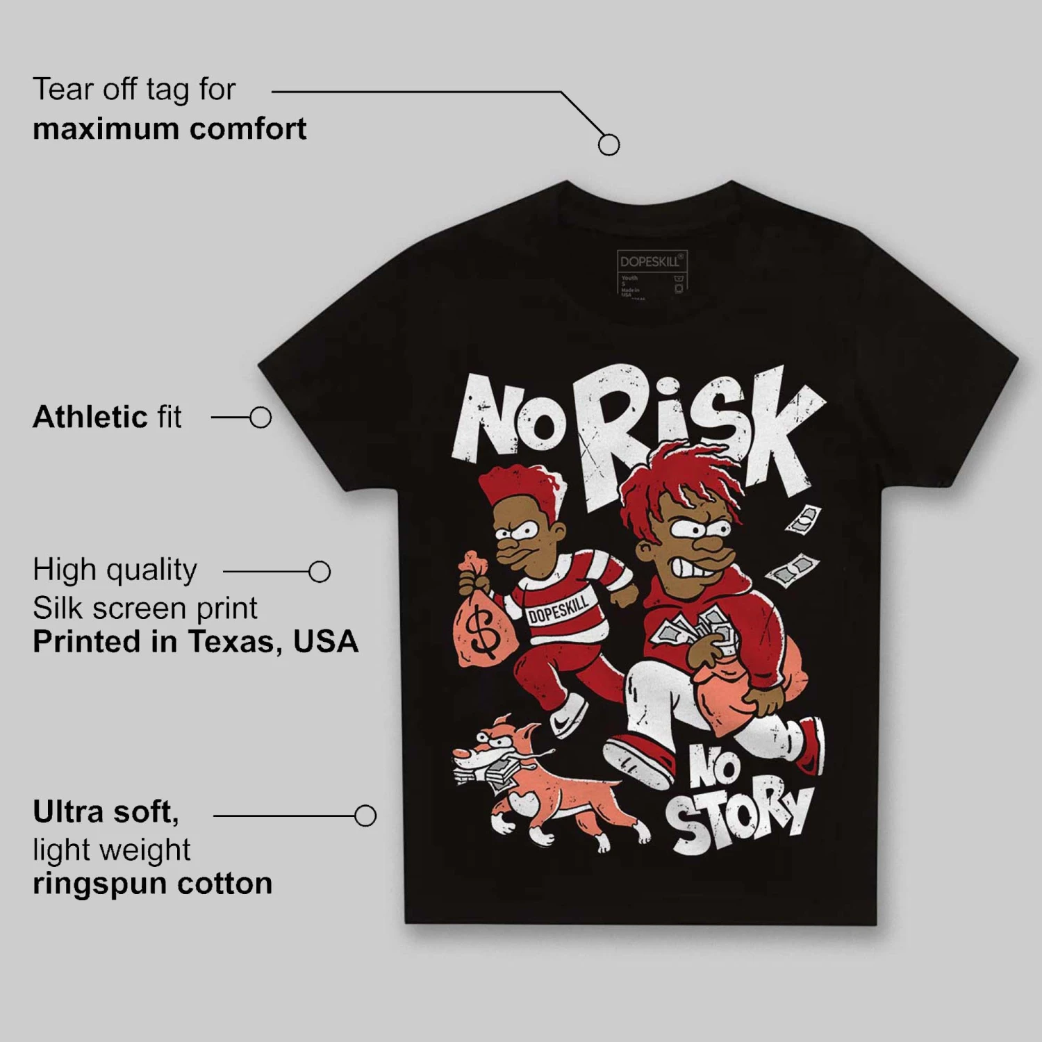 Rare Air Cinnabar 1s DopeSkill Toddler Kids T-shirt No Risk No Story Graphic 3 Rare Air Cinnabar 1s DopeSkill Toddler Kids T-shirt No Risk No Story Graphic - Image 3
