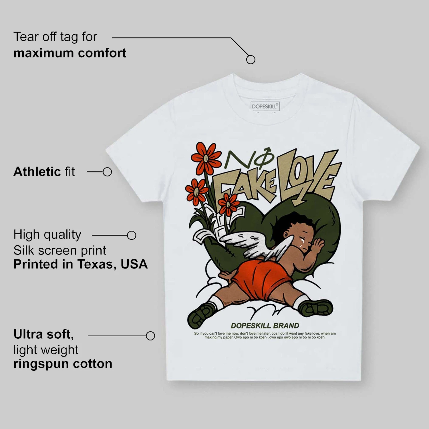 Olive Collection DopeSkill Toddler Kids T-shirt No Fake Love Graphic 3 Olive Collection DopeSkill Toddler Kids T-shirt No Fake Love Graphic - Image 3