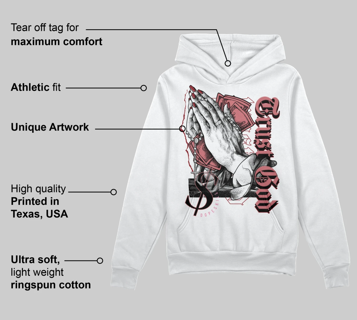 Valentine's Day Collection DopeSkill Hoodie Sweatshirt Trust God Graphic 3 Valentine's Day Collection DopeSkill Hoodie Sweatshirt Trust God Graphic - Image 3