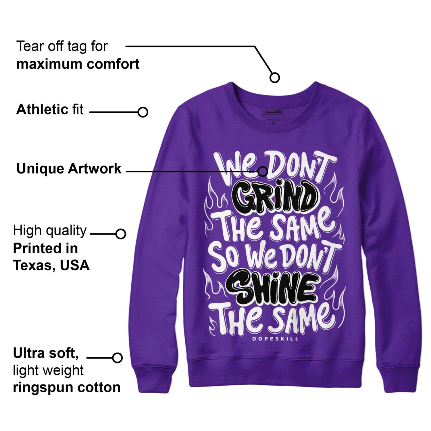 Court Purple 13s DopeSkill Purple Sweatshirt Grind Shine Graphic 2 Court Purple 13s DopeSkill Purple Sweatshirt Grind Shine Graphic - Image 2