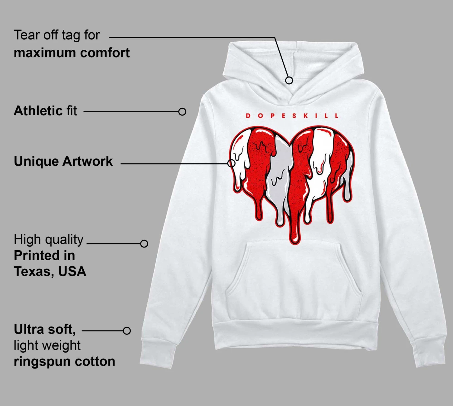 Red Cement 4S DopeSkill Hoodie Sweatshirt Slime Drip Heart Graphic 3 Red Cement 4S DopeSkill Hoodie Sweatshirt Slime Drip Heart Graphic - Image 3