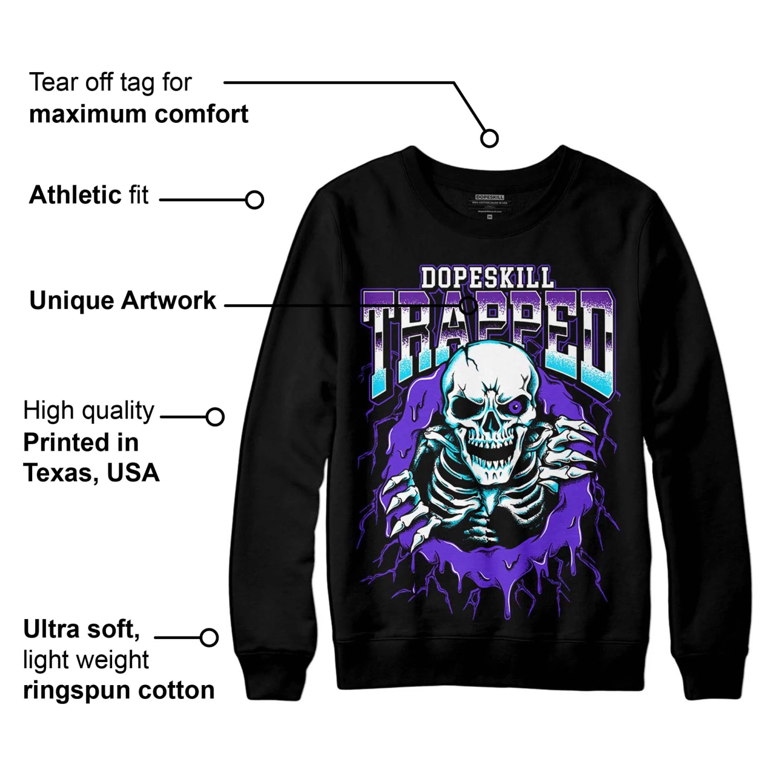 Aqua 6s DopeSkill Sweatshirt Trapped Halloween Graphic 3 Aqua 6s DopeSkill Sweatshirt Trapped Halloween Graphic - Image 3