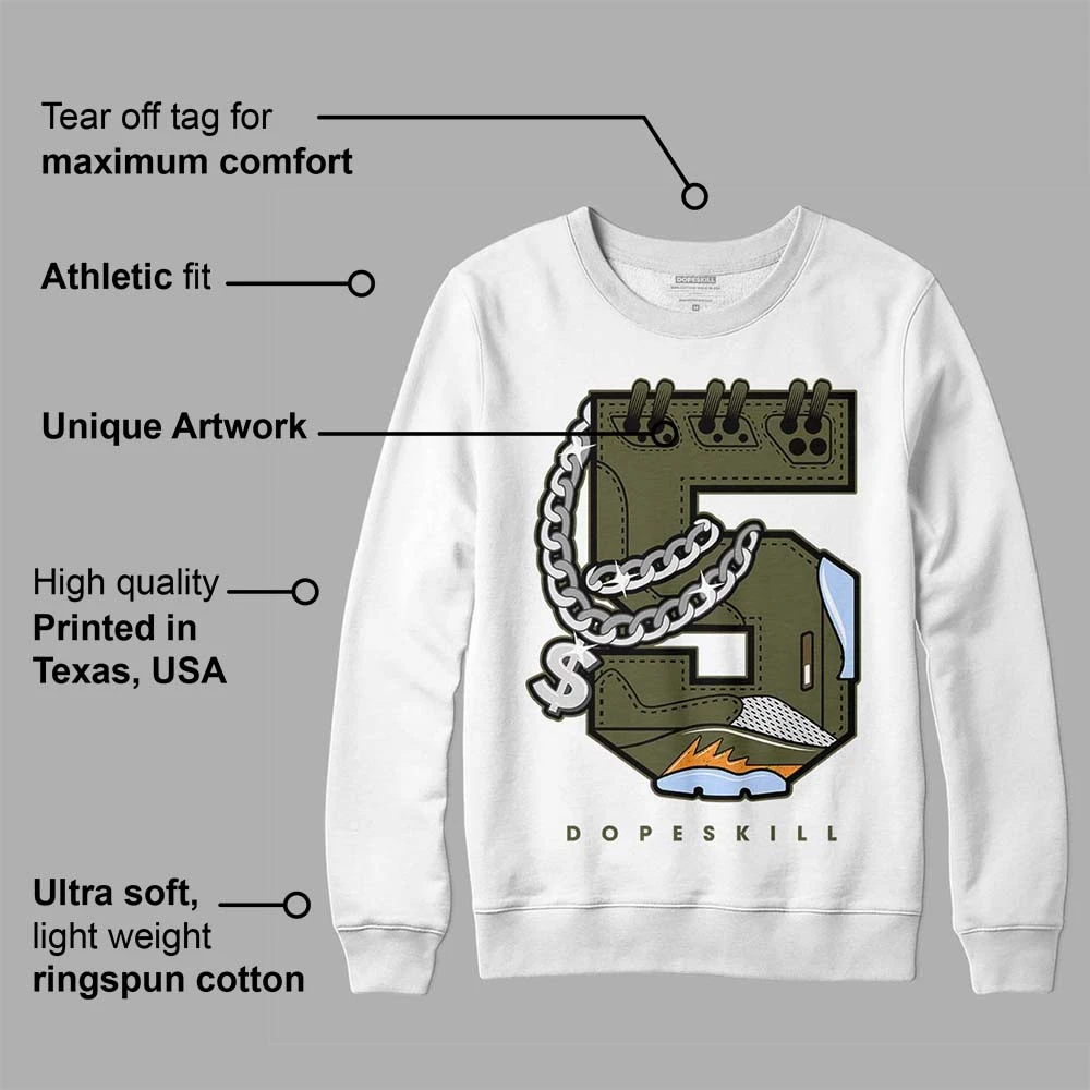 Olive 5s DopeSkill Sweatshirt No.5 Graphic 3 Olive 5s DopeSkill Sweatshirt No.5 Graphic - Image 3