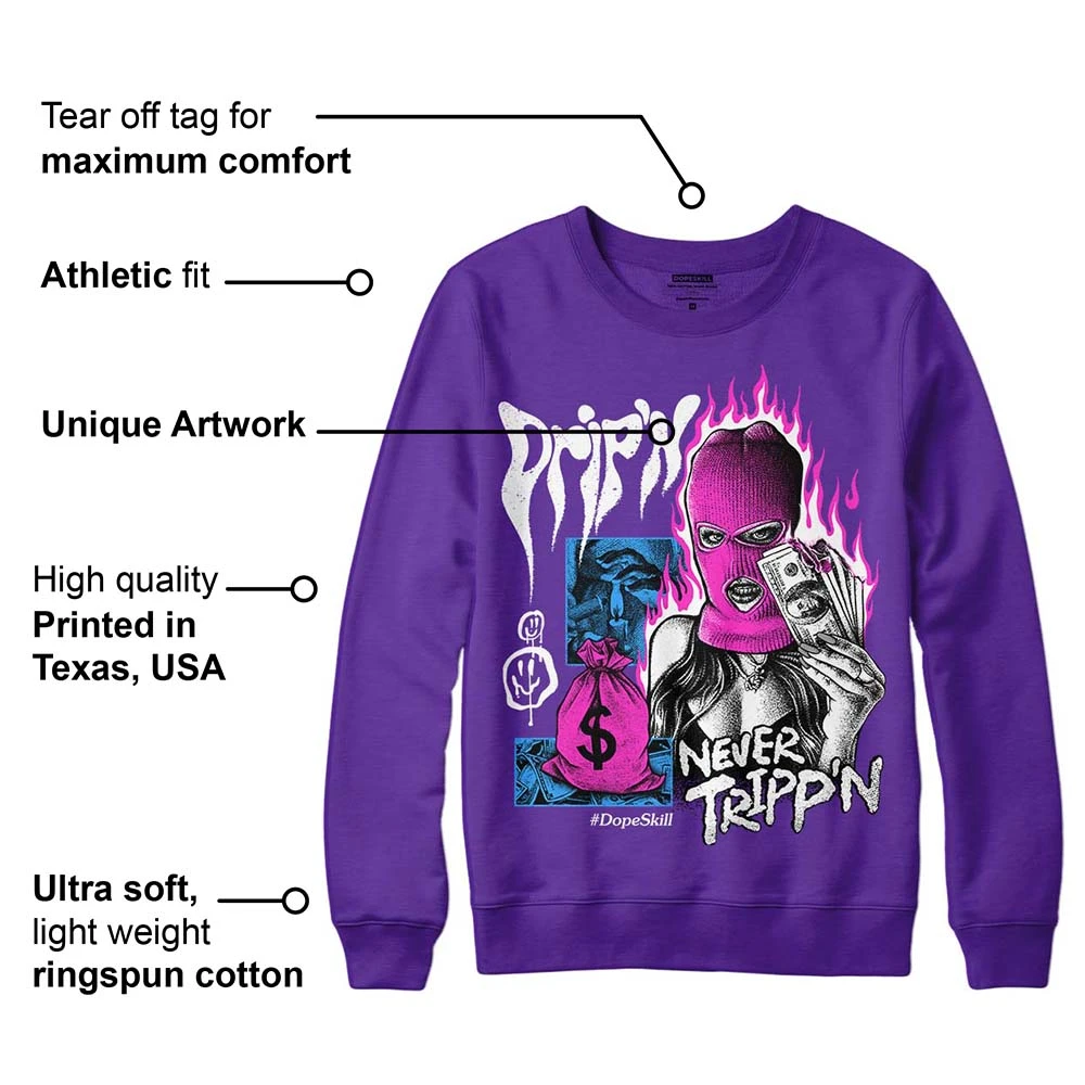 PURPLE Collection DopeSkill Purple Sweatshirt Drip'n Never Tripp'n Graphic 2 PURPLE Collection DopeSkill Purple Sweatshirt Drip'n Never Tripp'n Graphic - Image 2