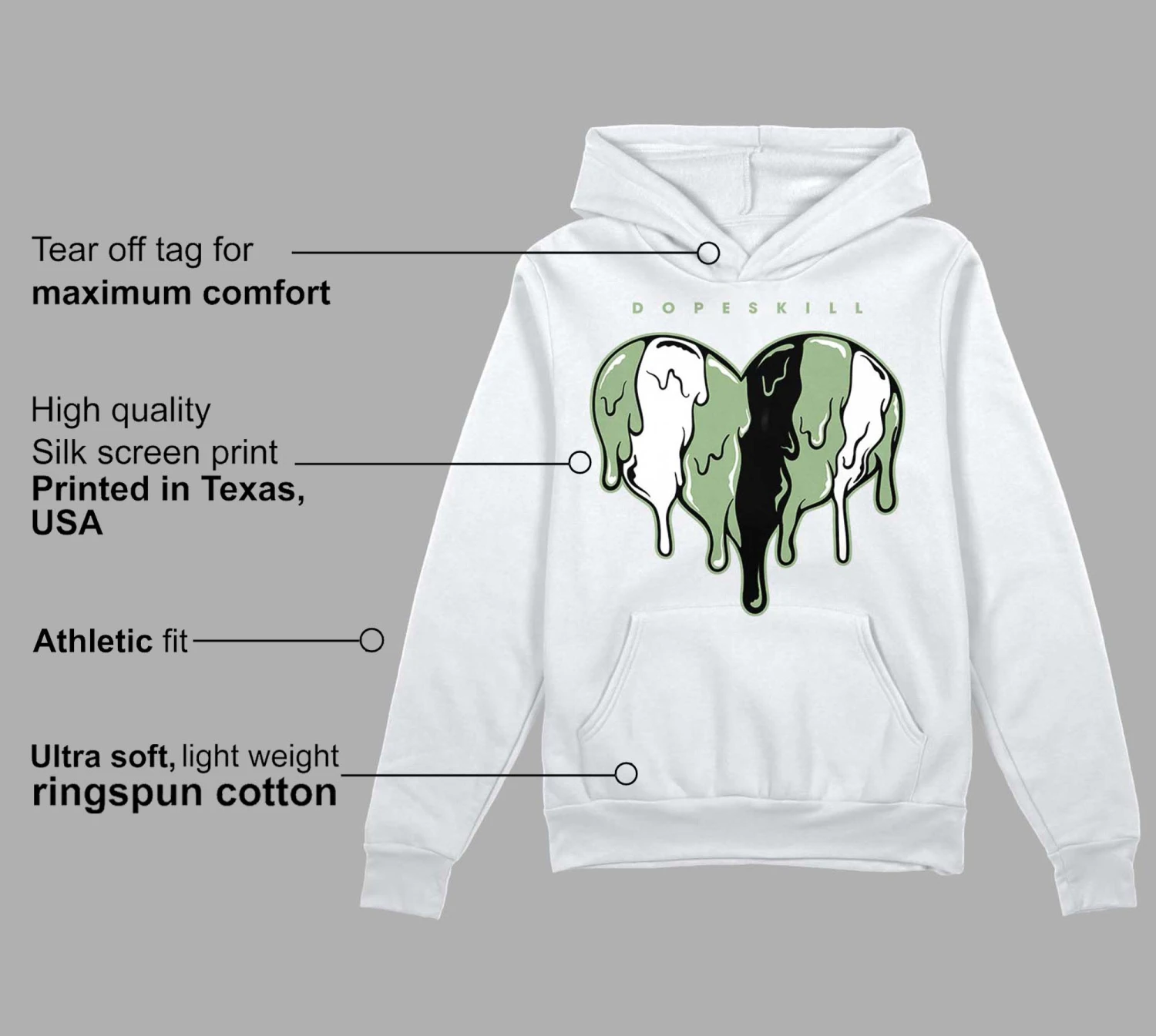 Seafoam 4s DopeSkill Hoodie Sweatshirt Slime Drip Heart Graphic 3 Seafoam 4s DopeSkill Hoodie Sweatshirt Slime Drip Heart Graphic - Image 3
