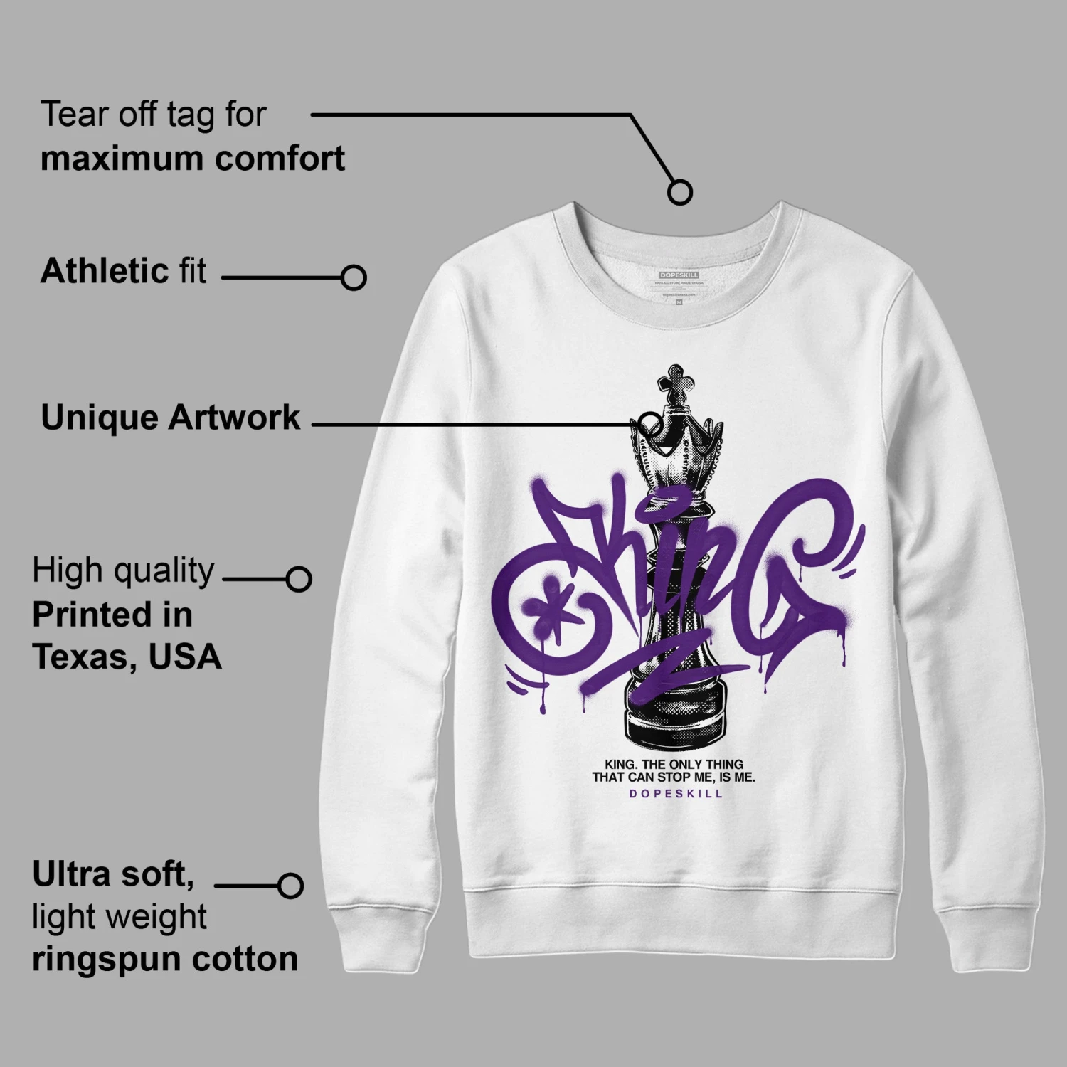 Field Purple 12s DopeSkill Sweatshirt King Chess Graphic 3 Field Purple 12s DopeSkill Sweatshirt King Chess Graphic - Image 3