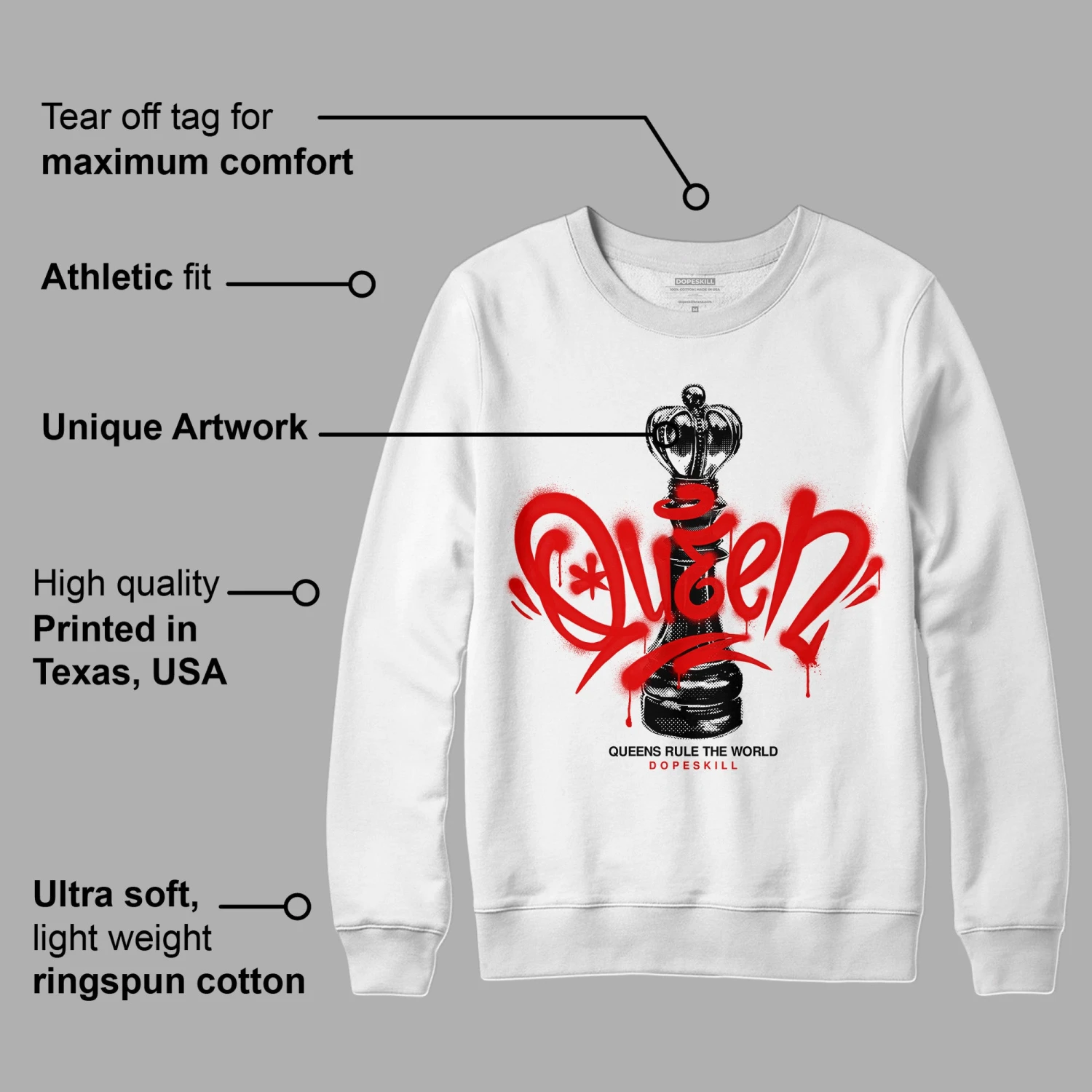Red Cement 4S DopeSkill Sweatshirt Queen Chess Graphic 3 Red Cement 4S DopeSkill Sweatshirt Queen Chess Graphic - Image 3