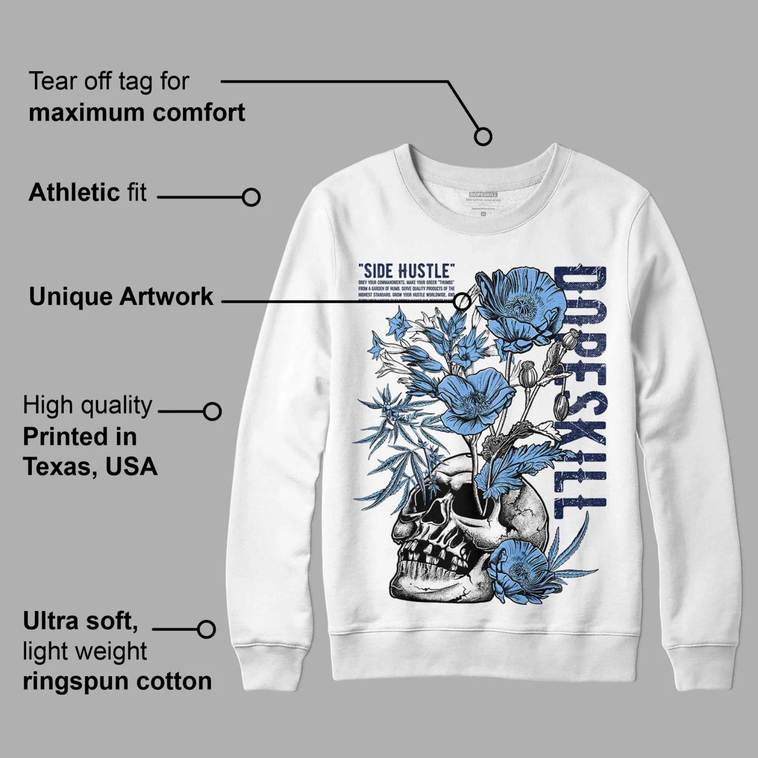 Midnight Navy 5s DopeSkill Sweatshirt Side Hustle Graphic 2 Midnight Navy 5s DopeSkill Sweatshirt Side Hustle Graphic - Image 2