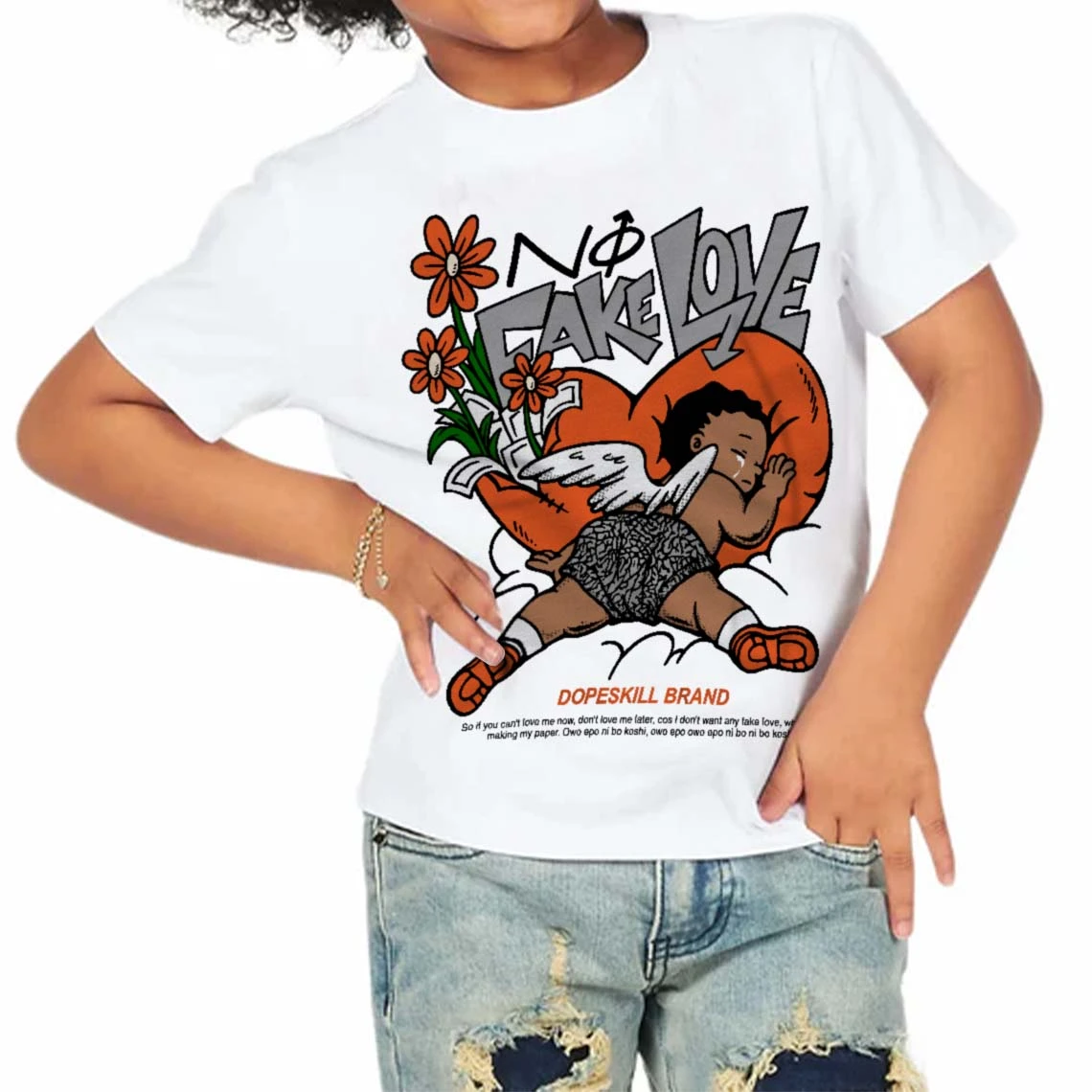 Georgia Peach 3s DopeSkill Toddler Kids T-shirt No Fake Love Graphic 4 Georgia Peach 3s DopeSkill Toddler Kids T-shirt No Fake Love Graphic - Image 4