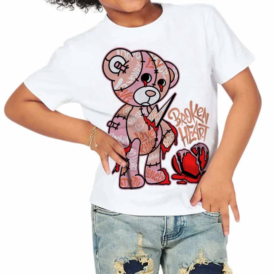 Legend Pink 11s DopeSkill Toddler Kids T-shirt Broken Heart Graphic 3 Legend Pink 11s DopeSkill Toddler Kids T-shirt Broken Heart Graphic - Image 3