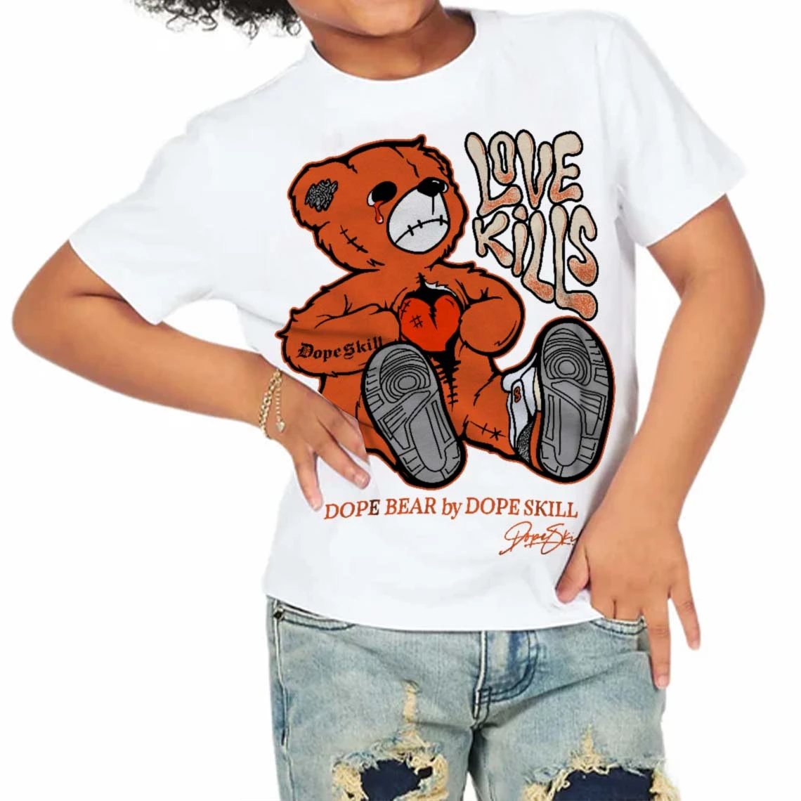 Georgia Peach 3s DopeSkill Toddler Kids T-shirt Love Kills Graphic 4 Georgia Peach 3s DopeSkill Toddler Kids T-shirt Love Kills Graphic - Image 4