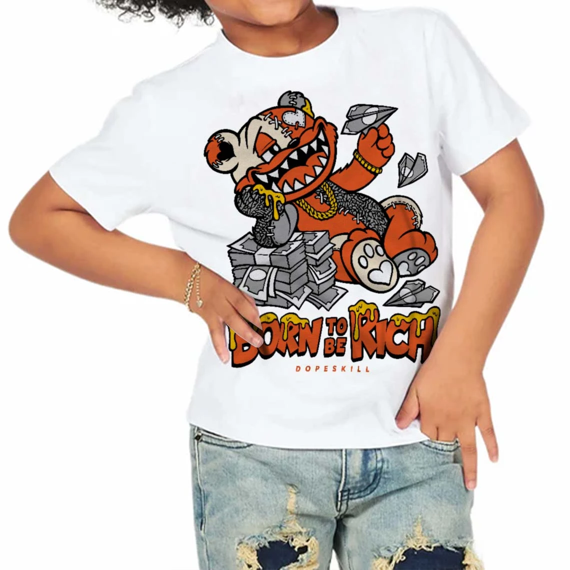 Georgia Peach 3s DopeSkill Toddler Kids T-shirt Born To Be Rich Graphic 4 Georgia Peach 3s DopeSkill Toddler Kids T-shirt Born To Be Rich Graphic - Image 4