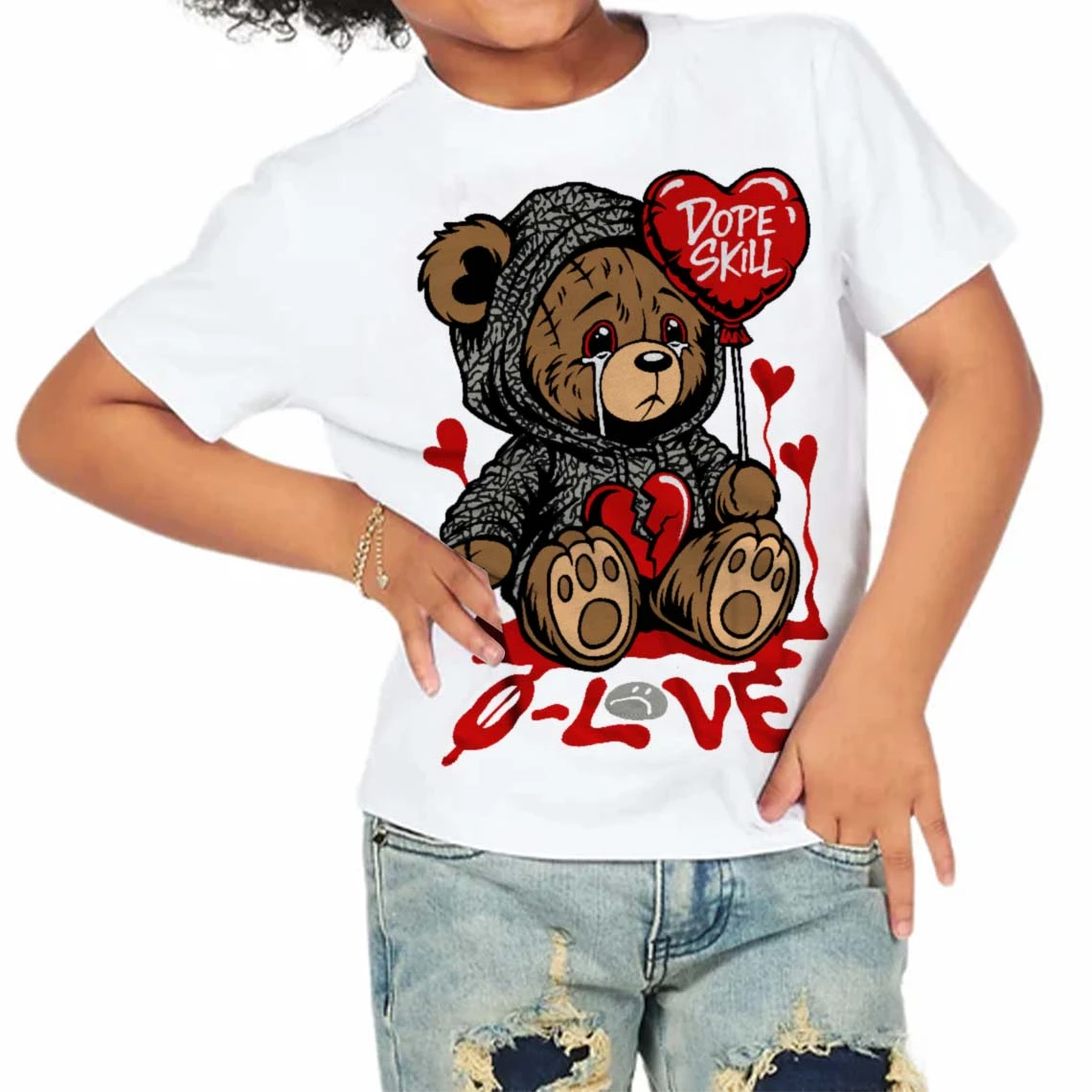 Fire Red 3s DopeSkill Toddler Kids T-shirt Broken Bear Graphic 3 Fire Red 3s DopeSkill Toddler Kids T-shirt Broken Bear Graphic - Image 3