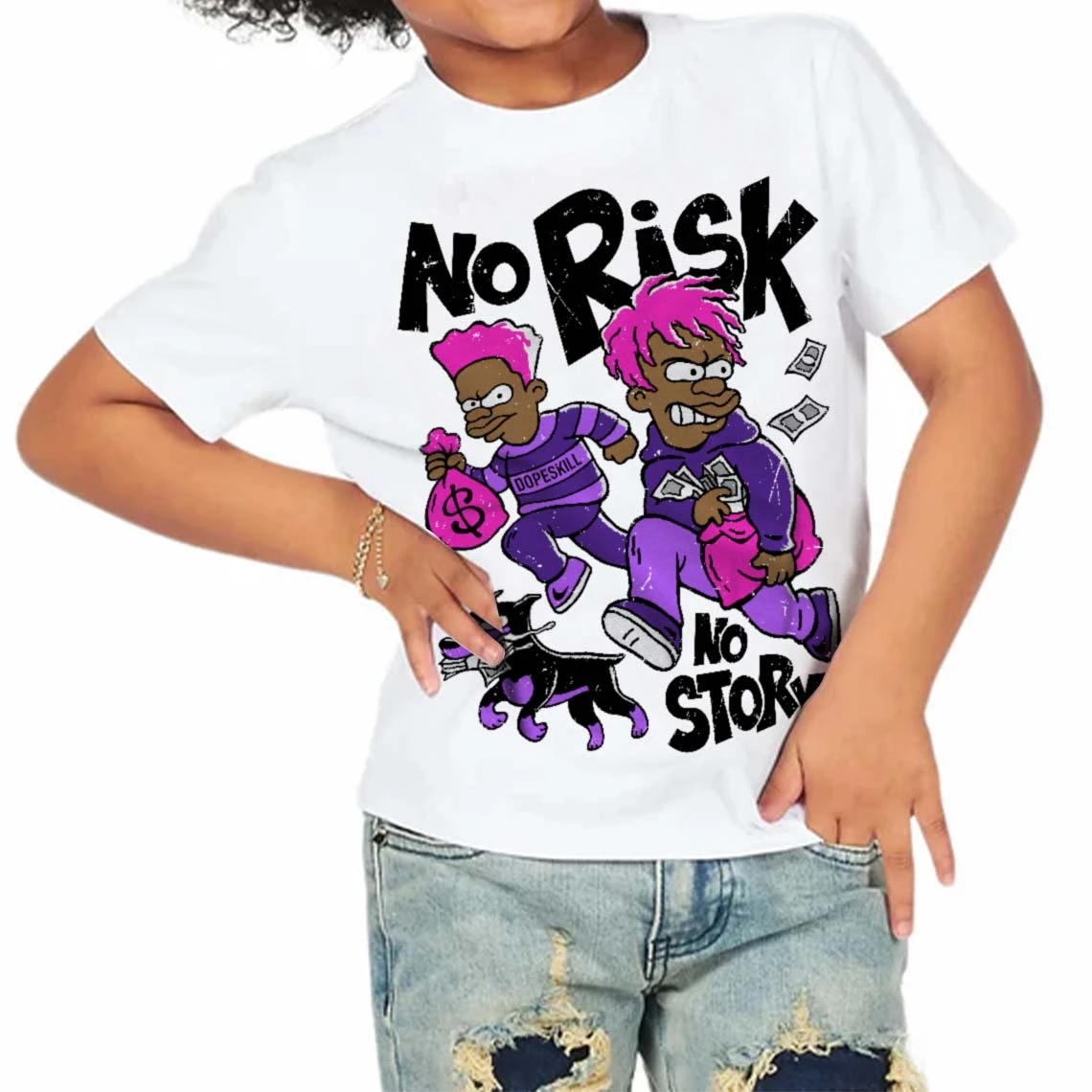 PURPLE Collection DopeSkill Toddler Kids T-shirt No Risk No Story Graphic 4 PURPLE Collection DopeSkill Toddler Kids T-shirt No Risk No Story Graphic - Image 4