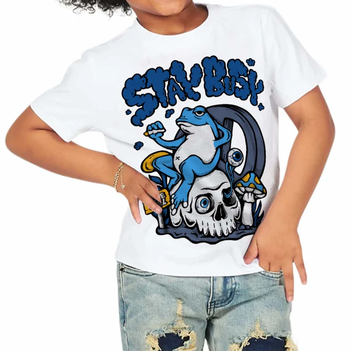 Diffused Blue 11s DopeSkill Toddler Kids T-shirt Stay Busy Graphic 3 Diffused Blue 11s DopeSkill Toddler Kids T-shirt Stay Busy Graphic - Image 3