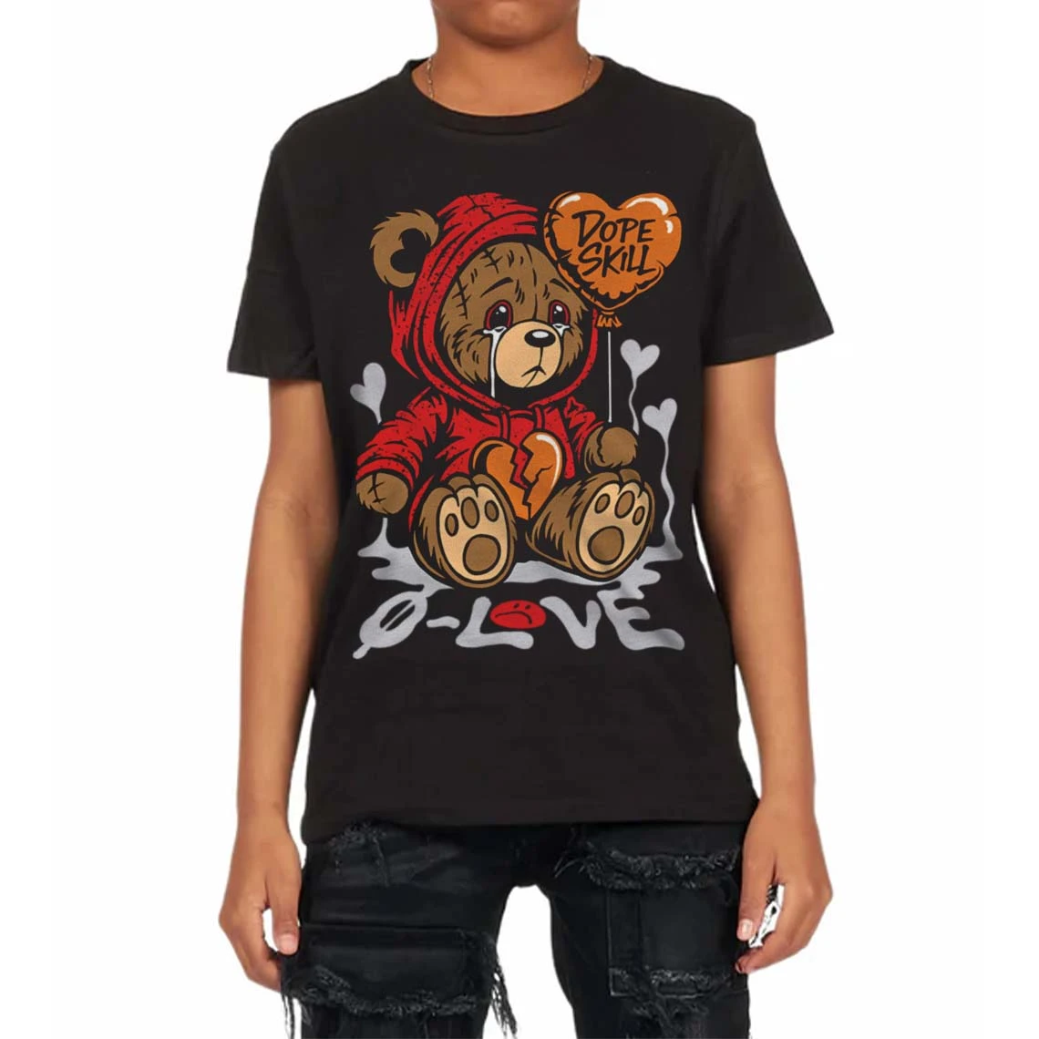 Red Cement 4S DopeSkill Toddler Kids T-shirt Broken Bear Graphic 4 Red Cement 4S DopeSkill Toddler Kids T-shirt Broken Bear Graphic - Image 4