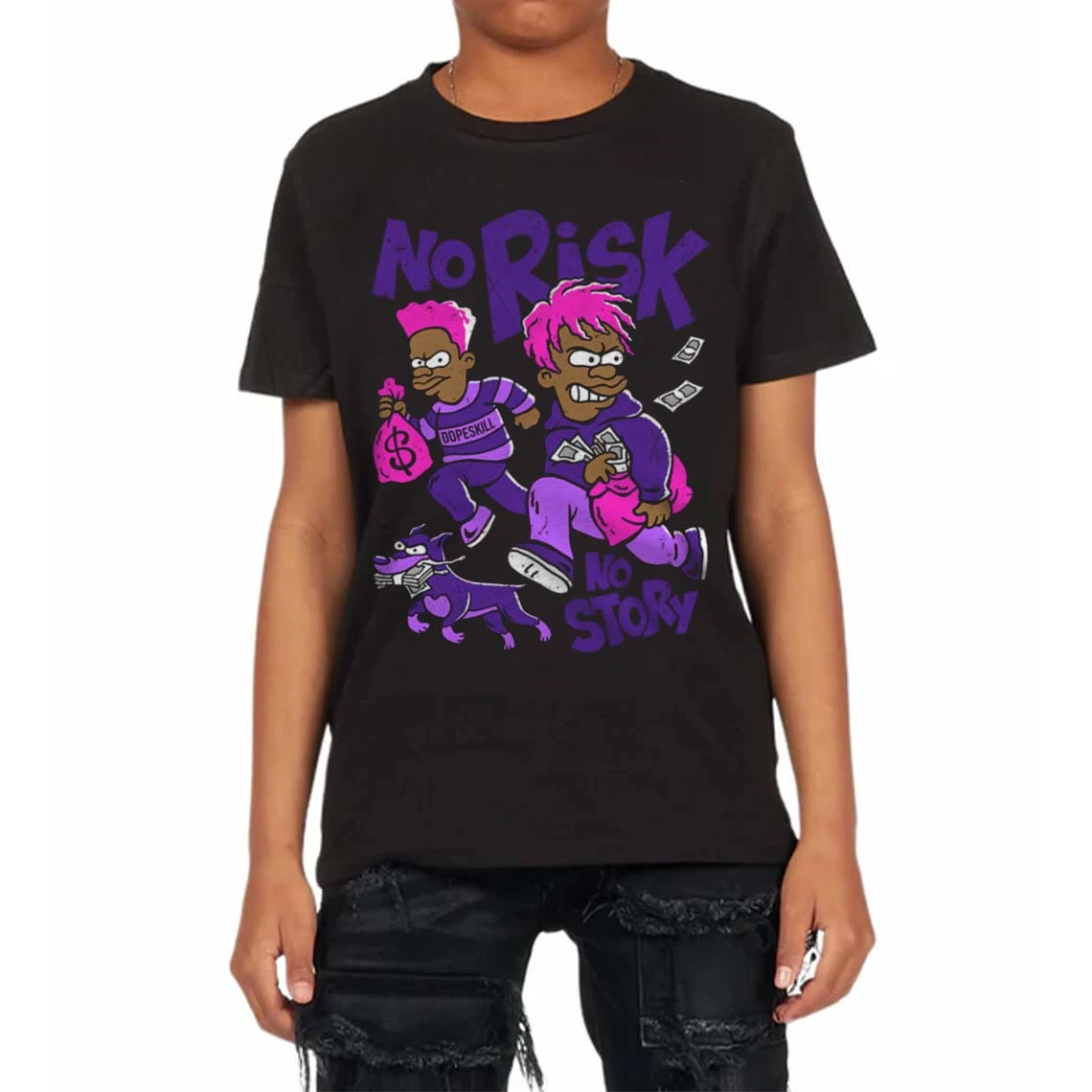 PURPLE Collection DopeSkill Toddler Kids T-shirt No Risk No Story Graphic 3 PURPLE Collection DopeSkill Toddler Kids T-shirt No Risk No Story Graphic - Image 3