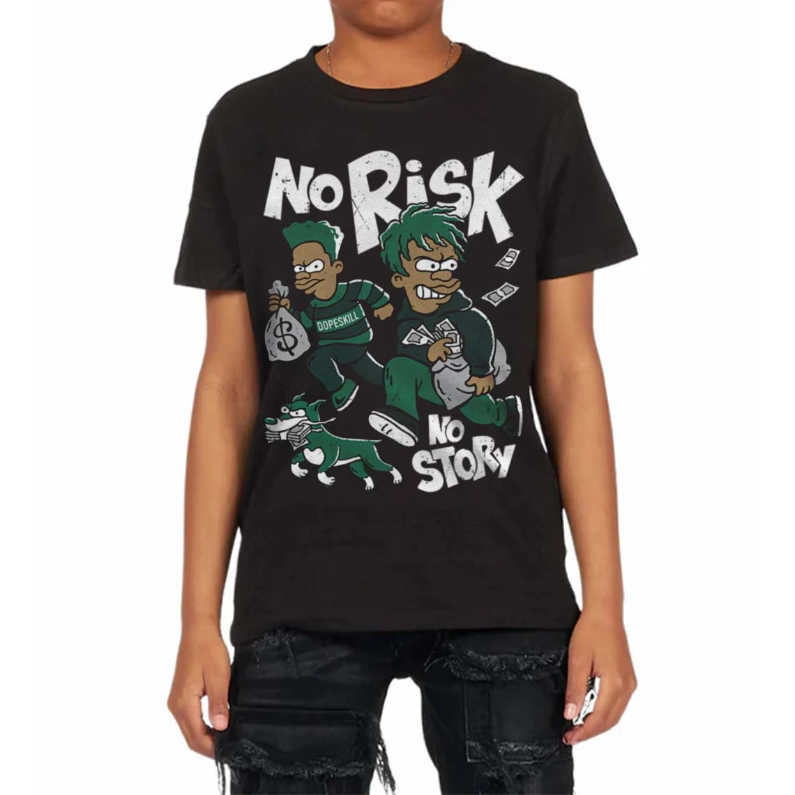Oxidized Green 4s DopeSkill Toddler Kids T-shirt No Risk No Story Graphic 4 Oxidized Green 4s DopeSkill Toddler Kids T-shirt No Risk No Story Graphic - Image 4