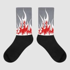 Fire Red 9s Sublimated Socks FIRE Graphic