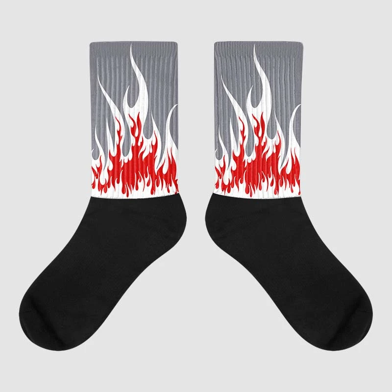 Fire Red 9s Sublimated Socks FIRE Graphic 1 Fire Red 9s Sublimated Socks FIRE Graphic