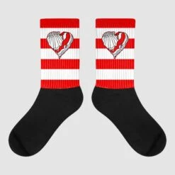 Cherry 11s Sublimated Socks Horizontal Stripes Graphic