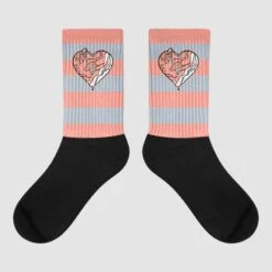 Crimson Bliss 5s Sublimated Socks Horizontal Stripes Graphic