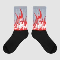 White Cement Reimagined 3s Sublimated Socks FIRE Graphic