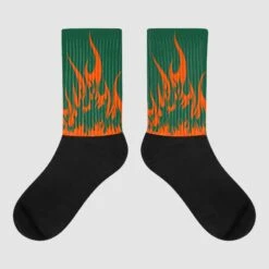 Dunk Low Team Dark Green Orange Sublimated Socks FIRE Graphic