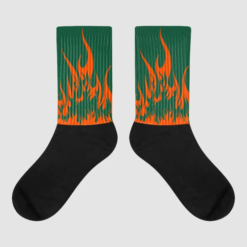 Dunk Low Team Dark Green Orange Sublimated Socks FIRE Graphic 1 Dunk Low Team Dark Green Orange Sublimated Socks FIRE Graphic