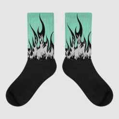 Green Glow 3s DopeSkill Sublimated Socks FIRE Graphic