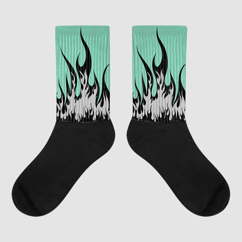 Green Glow 3s DopeSkill Sublimated Socks FIRE Graphic 1 Green Glow 3s DopeSkill Sublimated Socks FIRE Graphic