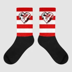 Red Cement 4S DopeSkill Sublimated Socks Horizontal Stripes Graphic