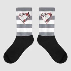 Fire Red 9s Sublimated Socks Horizontal Stripes Graphic