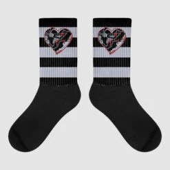 Bred Reimagined 4s DopeSkill Sublimated Socks Horizontal Stripes Graphic