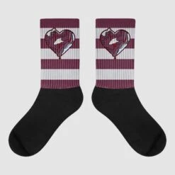 Burgundy 5s DopeSkill Sublimated Socks Horizontal Stripes Graphic