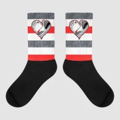 White Cement Reimagined 3s Sublimated Socks Horizontal Stripes Graphic